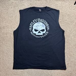 Harley-Davidson Men's Willie G Skull Sleeveless Muscle Tee Black mens 5XL